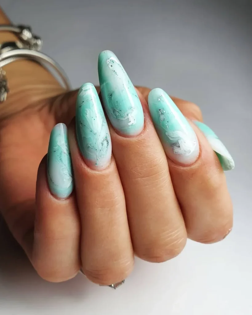 aqua marble nails.