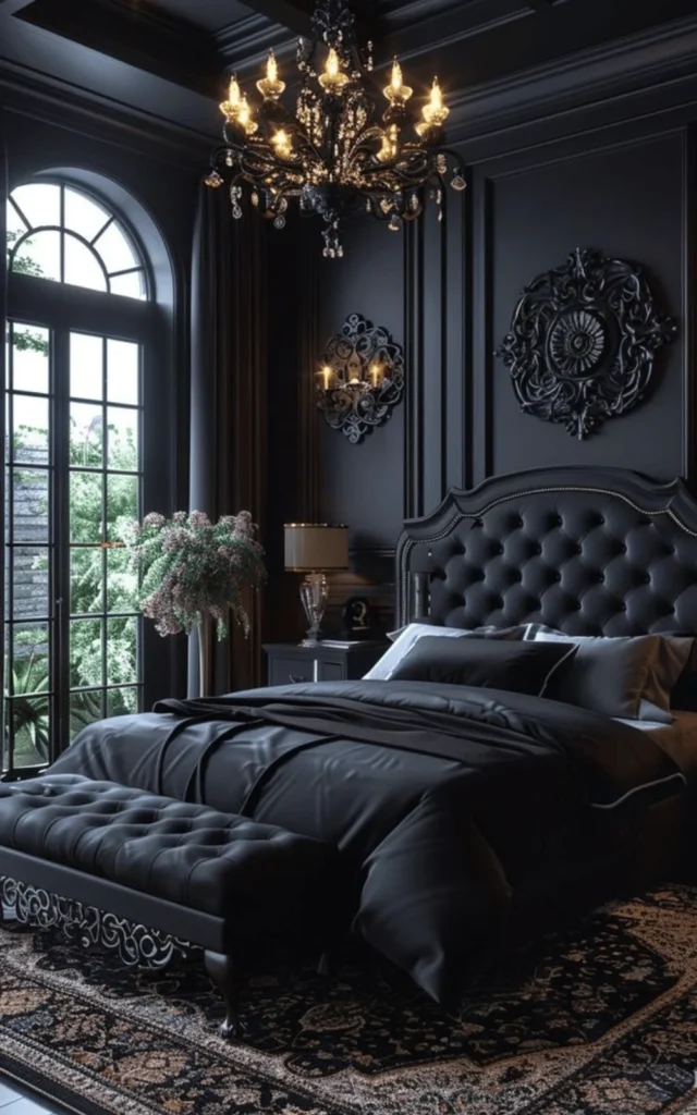 all black dark romantic bedroom ideas