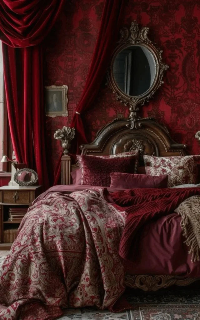 red dark romantic bedroom idea